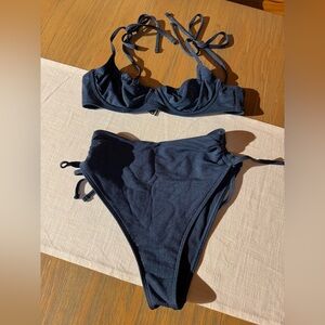 Navy Shimmer Abercrombie Bikini (Sz XS)
